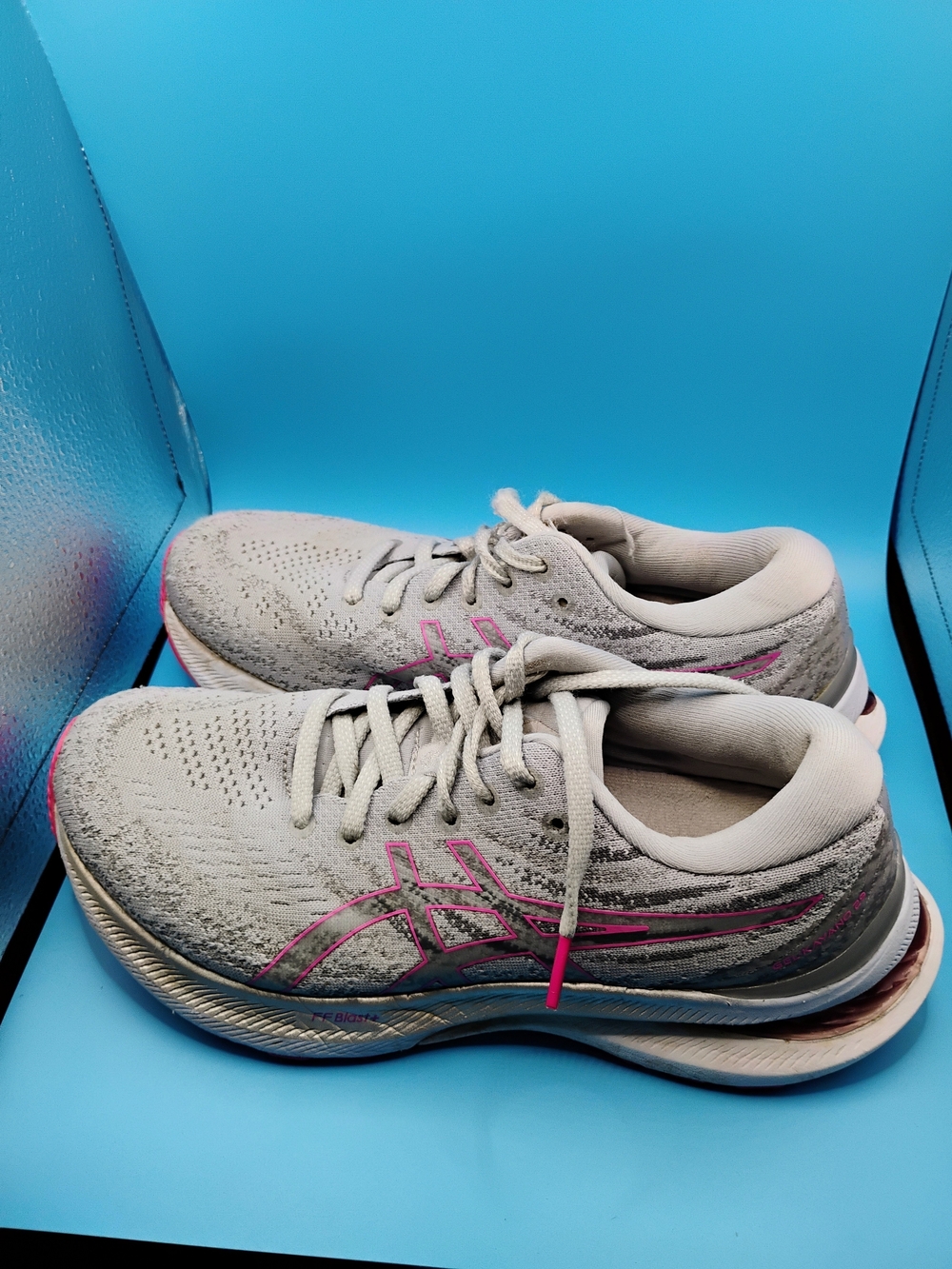 Asics Women's Athletic Running Shoes - Light Gray with Pink Trim